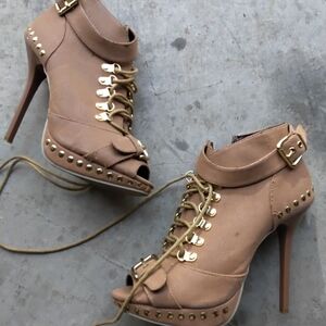 Stylish Tan High Heel Ankle Boots